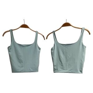 (2) ARTFISH Seamless Crop XS Strappy Square Neck Tanks Both Light Blue NWOT
